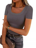 2025 New Burst Thread Pit Strip Sexy Long Sleeve Long Sleeve Collar Girl T-Shirt Hottie