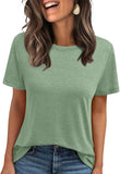 2025 Women's Round Neck New Casual Loose Solid Color Short-Sleeved T-Shirt
