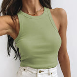2026 Women's Spring And Summer Short-Colored Solid Thread Sleeveless T-Shirt Vest Inside