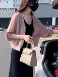 Ice Silk Thin Knitted Cardigan Women Wear 2025 New Outer Shawl Loose Short Small Coat
