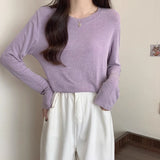 Soft Slimming Bottom Shirt Women Take Spring And Autumn 2026 New Solid-Color Simple Mask Long-Sleeved T-Shirt Loose Thin Top