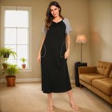 Spring And Summer Ladies Pyjamas Dress Color Cotton Frame Short Sleeve Dress Bumping Bag Women's Homewear Pajamas