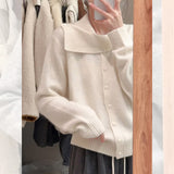 Design Sense Of A Small Gray Collar Wool Knitted Shirt Women's Early Autumn Temperament Is A Short And Irregular Cardigan Top