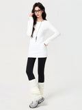 White Round-Neck Long-Sleeved T-Shirt In The T-Shirt Autumn And Winter New Thicken Long Coat Woman