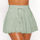 Hot Sales Sweet Fresh Fresh Solid Color Lace Mesh Splicing Skirts Anti-Walking Light Belt Seat Pants Skirt