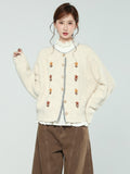 High-End Languid Wind Thick Embroidered Chinese Button Sweater Jacket Women 2026 Autumn And Winter Loose Round-Neck Long-Sleeved Knitted Open Shirt
