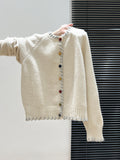Color Buckle Thick Knitted Sweater Coat Women 2025 Autumn And Winter Languid Style Loose Design Feeling Long Sleeve Open Shirt Top