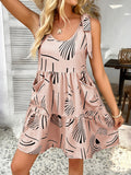Dili Vacation Leisure Wind Tied With Printed Suspension Dresses Women 2025 Spring And Summer