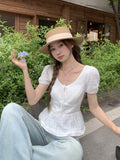 Pure-Want-Style Bow Tie With Short-Sleeved T-Shirt Women's Summer New French Age Reduction Waist Repair Short Top