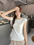 White Simple Casual Round-Neck Short-Sleeved T-Shirt 2026 Summer New Super-Look Beautiful Beautiful Top