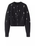 French Small Scented Sweater Coat Woman 2025 New Autumn And Winter Heavy Queued Lyre Tuded Feathers Knitted Open Shirt