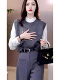 Nail Bead Heavy Industry Design Sense Collar Outside Wearing Vest Folding On The Shoulder Wearing Knitted Vest Casually And Comfortable