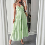 Dili Leisure Vacation Wind Hanging Neck Seaside Atmosphere Long Dress Dress Dress Women's Dress 2025 Spring And Summer