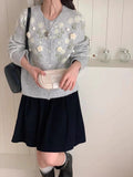 Korean Three-Dimensional Flowers Warm And Soft Knitted Cardigan Women's Autumn And Winter New Loose Thin Temperament Sweater Jacket