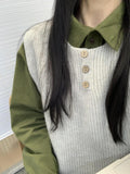 Simple Round Collar Knitted Vest Women 2025 Spring And Autumn New Temperament Can Be Folded Through The Shoulder Sweater Vest Outside