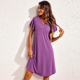 Spring And Summer Lady Home Dress Pyjamas Modale Short Sleeve V Neck Home Pajamas Dress