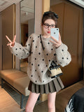 Kiss Wave Nods Sweater Women 2025 New Autumn And Winter Thick Loose Leisure Lazy Wind Inside The Knitting Shirt