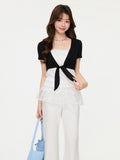 Pure-Style White Lace Bra Strapped Two Short-Sleeved T-Shirts 2026 Spring New Dress Women's Clothing