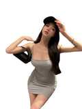 Blue Sexy Suspension Dress Women's Summer 2025 New Spice Girls Sleeveless Tightening Backpack Short Skirt