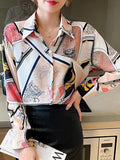 2025 New Hot Sales Commuting Fashion Fashion Print Long-Sleeved Chiffon Shirt Women