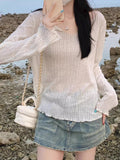 Sunscreen Air-Conditioning Hooded Women 2025 New Thin Wooden Ear Long Sleeve Loose T-Shirt On The Clothes Summer