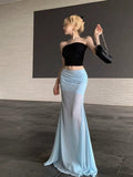 Seaside Net Dress Small Blue Dress Girl Summer Hot Girl Fishtail Skirt Temperament Ass Skirt Skirt