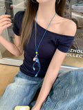 Pure Desire Collar Folded Short-Sleeved T-Shirt 2026 Summer New Slimming Waist Design Top