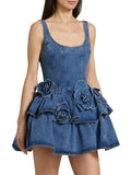 Sweet Cowboy Flowers Double-Layer Waist Thin Sling Skirt Small Man Wearing The Island Beautiful Dress