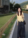 Milk Yellow Fake Two Knitted Cardigan Blouse Women Early Spring Korean Wearing Design Feeling Of Long-Sleeved Sweater Tide