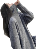 2025 Mid-Year Long-Collared Sweater Woman Covered Her Ass Autumn And Winter Piled Loose Lazy Wind Thick Bottom Shirt