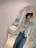 Crash Design Puddle Collar Long-Sleeved Sweater Coat Autumn New Lazy Wind Loose Knitwear Topess