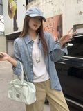 Zhang Ruan Nan With The Same Plaid Shirt Long-Sleeved T-Shirt Girl Autumn Sweet And Exclusive Special Thin Loose Coat Top