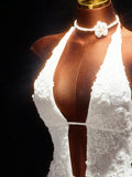 The New INS Pure Flower Design Repair Sexy Hanging Neck Tying With Trousers Jumpsuit
