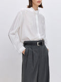 2026 Spring New Simple French Pearl Nails Beads Side Hanging Temperament Commuting White Shirt Woman