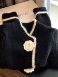 Small Fragrant Temperament Sweater Coat Women Autumn And Winter Repair Short Camellia Knitted Shirt Spring And Autumn New Top