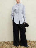 Simple Striped Shirt Women Can Wear A New Design Tie Side Open Top Southeast Asia