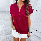 Dili Women's Shirt 2025 Spring And Summer Temperament Casual V-Neck Top