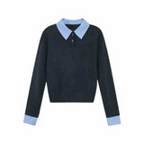New Fake Two Intellectual Style Sweaters Can Be Unpacked And Bumpy Knitted Shirts In The Spring