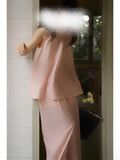 Summer Thin Two Sets Of Sleeveless Air Swing A Word Half High Collar Blouse Broad Legs Cool Pants