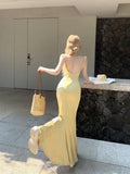 Style Of The Royal Sister Swing With Dress Women Summer Sexy French Seaside Vacation Fishtail Ass Long Dress
