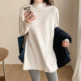De-Velvet Half-High Collar Bottomed Bottom Shirt Women In Autumn And Winter With Long-Sleeved T-Shirt Cation Thicken And Worn White Top