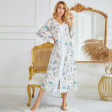 Autumn And Winter Lady Home Dress Dress Print Long Sleeve Cover Home Open Skirt Girl