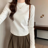 Dejing Small Collar Bottoming Shirt Women Autumn And Winter Thread Small Fragrant Wind Cotton Stacked With A Short Curved Under The Top