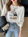 Pure Cotton Morning And Autumn White Long-Sleeved T-Shirt 2025 New Design Sense Loose Spring And Autumn Bottom Shirt Women Put On Clothes