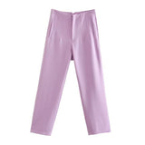 New Slim Slim Solid-Colored Folding Micro-Ply Straight Trousers Trousers Trousers Trousers