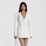 Autumn 2025 New Long-Sleeved Fashion Sexy Deep V Solid-Color Casual Suit Long-Sleeved Dress