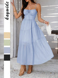 Dili 2025 Spring And Summer Temperament Holiday Wind Solid Color High-Waisted Sling Dress Dinner Dress Women's Dress