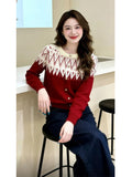 Vintage Fair Island Slim Thin Knitted Girl 2025 Autumn And Winter 2025 New High-End Feeling Short Loose Sweater