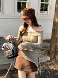 Hottie Sexy Shoulder Rivet Long Sleeve Bottom Shirt 2026 Autumn Wooden Ear Strap Inside T-Shirt