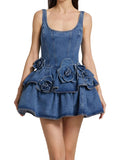Sweet Cowboy Flowers Double-Layer Waist Thin Sling Skirt Small Man Wearing The Island Beautiful Dress